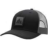 LINDO Trucker Hat [ Pine & Mountains Design] for Men and Women: Mid Profile Cap with Breathable Mesh Back and Adjustable Snap