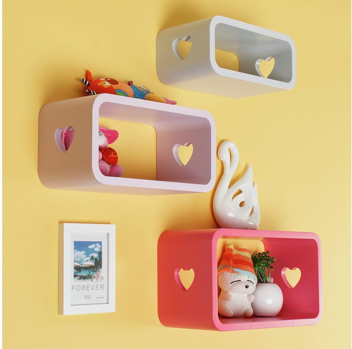 Shelfie Pinky Floating Shelf - 3 Part Mixed Pink Shelf (Sourced From Sustainable Forests)