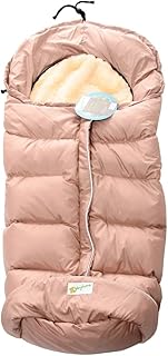 Winterfußsack mit Daunenfüllung und Lammfell, Fußsack für Kinderwagen, Babyblume, natur
