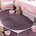moonrug Ultra Soft Fluffy Oval Area Rugs Shaggy Living Room Rug Solid Color Non-slip Bedroom Bedside Rug Runners 2.7’ x 5.3’, Gray Pruple