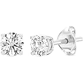 Gilded Lab-Grown Diamond 10KT White Gold and 10KT Yellow Gold Stud Earrings for Women| Hypoallergenic Fine Gold Jewelry | 4-Prong Basket, Push Back Nut | SI1 Clarity, F Color, Round Cut | 1/5,1/4,1/3,3/8,1/2,3/4,1 Carat Total Weight
