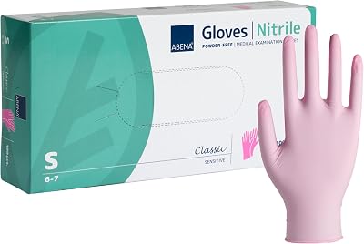 ABENA Nitrile Gloves Small Pink Powder Free Latex Free 100 Pack Medical