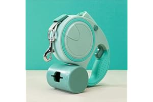 BEST DOG SUPPLIES FOR THE LOVE OF DOGS Retractable Dog Fancy Leash with Flashlight and Dispenser, Dog Retractable Leash is Perfect for Safe and Comfortable Walking with Your Pet - Suitable for Dogs - Green