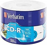 Verbatim 43794 52x 700MB CD-R Inkjet Printable Wrap Spindle Matt Silver