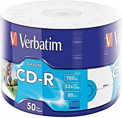 Verbatim 43794 52x 700MB CD-R Inkjet Printable Wrap Spindle Matt Silver