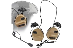 ATAIRSOFT Tactical Headset Unlimited Power Intercom with Microphone Waterproof Hunting Shooting Headphones Earmuff No Noise Reduction Function (Tan)