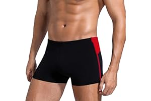 Leshang Mens Square Leg Shorts Mens Comfortable Swimsuit for Polyester PBT Fabric