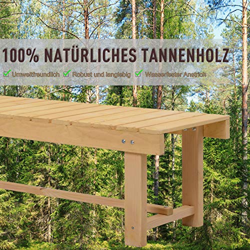 Outsunny Gartenbank, 2-Sitzer Sitzbank, Gartenmöbel, Rustikale Bank, Massivholz, Natur, 110 x 38 x 35 cm – Bild 4