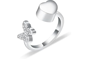 Butterfly Urn Rings for Ashes for Women Heart Cremation Ring Hold Loved Ones Ashes Keepsake Memorial Jewelry Ash Locket