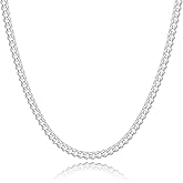 GLIVEOR Cuban Link Chain Necklace for Men & Women, 16 18 20 22 24 26 28 30 Inch Multi-Length Chunky Silver Chain, 3mm 3.5mm 5mm Widths