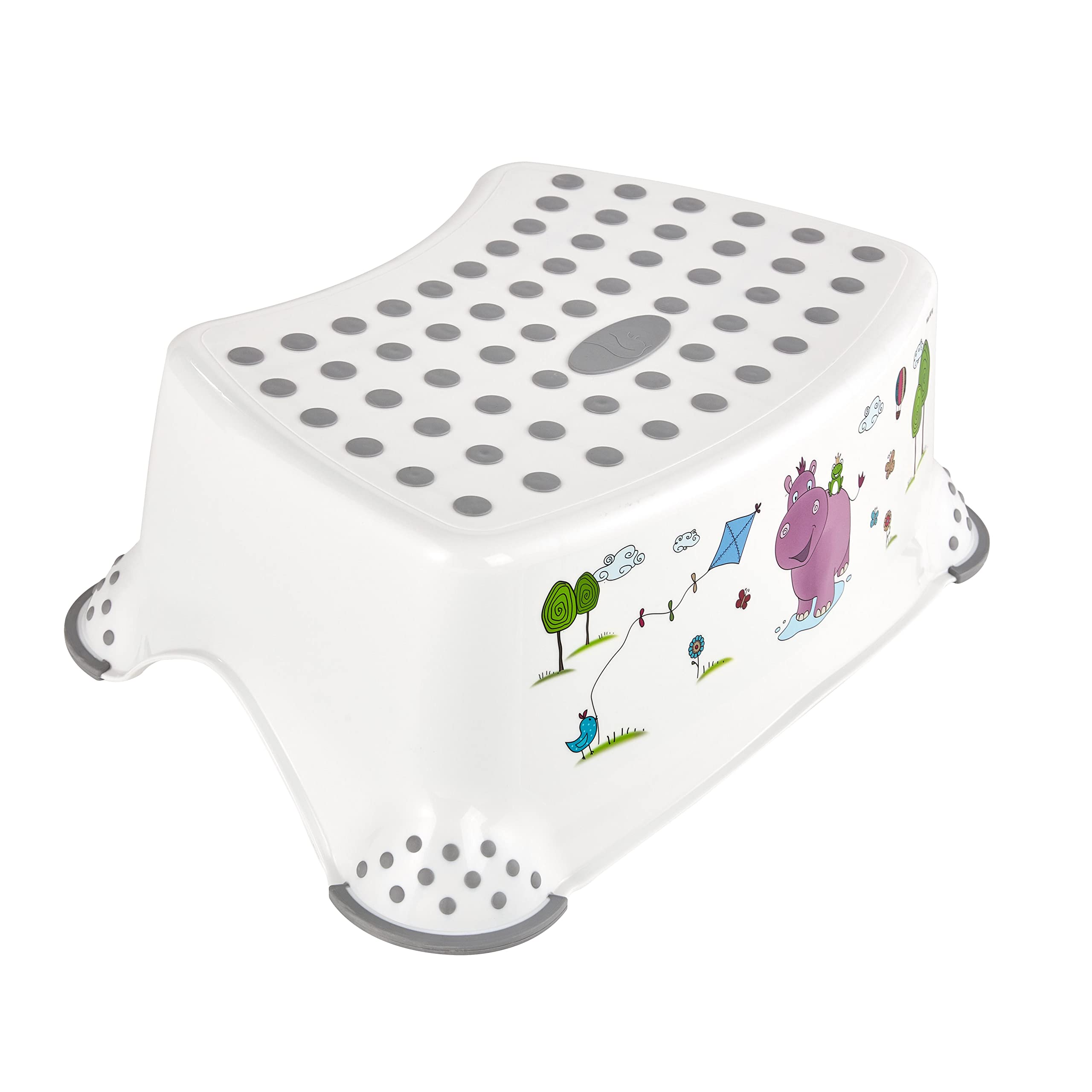 keeeper Hippo Step Stool, For 18 months to 10-years, Anti-Slip Design, Tomek, White