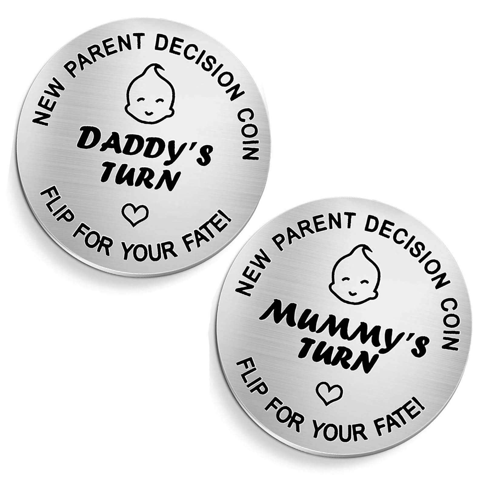 New Mom Dad Gifts Decision Making Coin,Woffoly New Baby New Parent Gifts,Pregnancy Gifts for First Time to Be Daddy Mummy,Funny Mothers Fathers Day Birthday Christmas Gifts for Women Men,Double-Sided