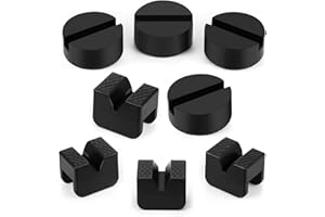 TINSKY 8 Pcs 2 Types Jack Stand Pads Adapter Universal Slotted Frame Rail Pinch Welds Protector Rubber Jack Pad for Jack Stand Accessories