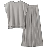 Tanming Women's 2 Piece Outfits Sweater Set Knit Pullover Tops High Waisted Pants Sweatsuits Lounge Set
