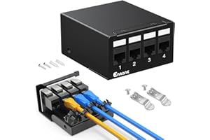 Enmane 4 Port Patch Panel CAT6 Keystone Patch Panel (EC Listed) UTP Network for Home/Office (1U 4Port, CAT6)