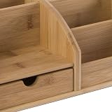 Osco Bamboo Desk Organiser 6 Compartments 1 Drawer - Natural Wood view 5