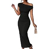 Narecte Summer Dresses for Women One Shoulder Bodycon Sexy Club Dress Elegant Formal Dresses Maxi Dress