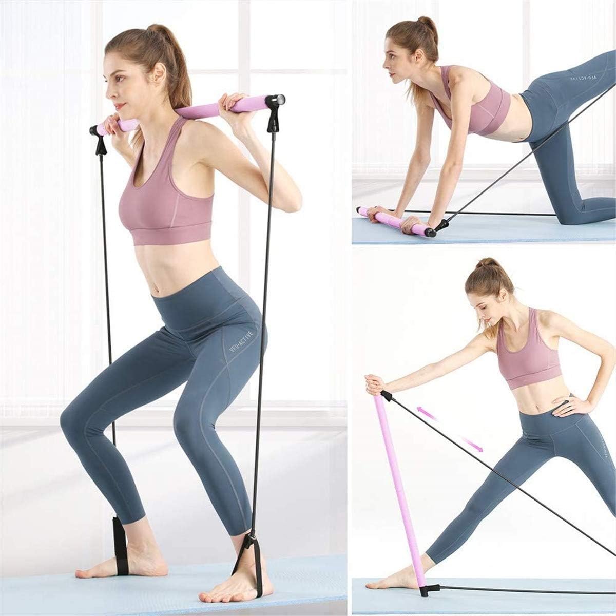 ADO Stap Pilates Stick Portable Pilates Bar Kit Resistance Band Set for Legs, Butt, Back, Arms, Shoulders Total Body Workout : Sports & Outdoors
