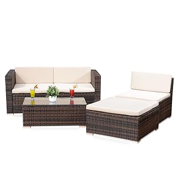 Tuin En Terras Garten Ecksofa Lounge Mit Tisch 5tlg Polster Sitzgruppe Rattanmobel Braun Salons Meubelsets Thinkinganglicans Org Uk