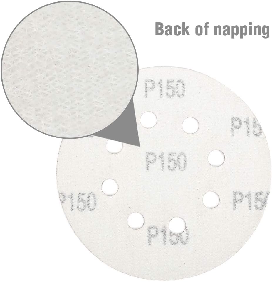 WORKPRO 150-piece Sandpaper Set - 5-Inch 8-Hole Sanding Discs 10 Grades Include 60, 80, 100, 120, 150, 180, 240, 320, 400, 600 Grits for Random Orbital Sander(Not for Oscillating Tools or Mouse Sander) - - 