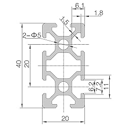 Coavoo 2040 Aluminum Extrusion 51.57 inch / 1310mm