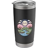 Cute Moon Smiles Over River And Trees Stainless Steel Insulated Tumbler