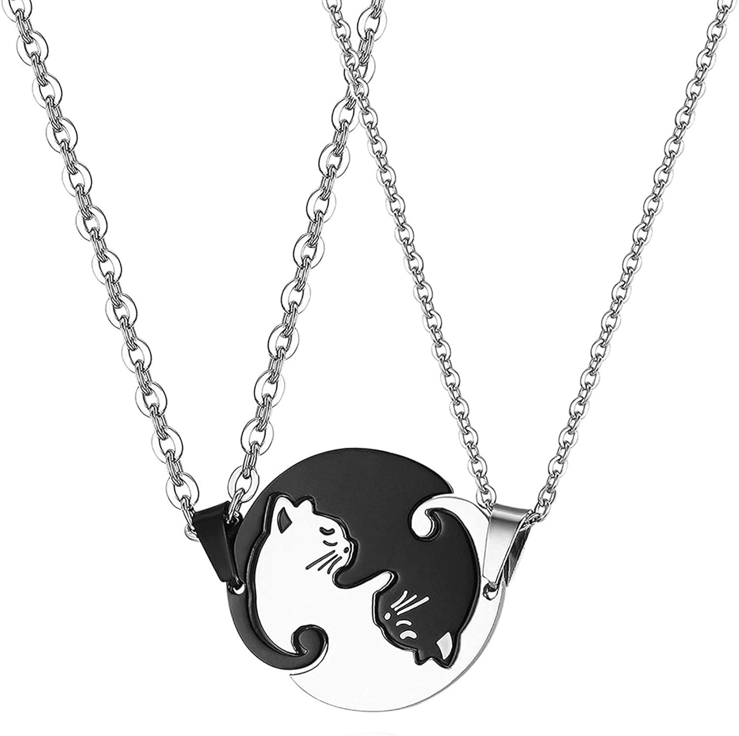 Acier Inoxydable Ruichuangs Collier D Amitie Pour 2 Filles Pendentif Chat Collier Bff Coeur De Collier En Acier Pour Amoureux Couples Amis Best Friends Bijoux Femme