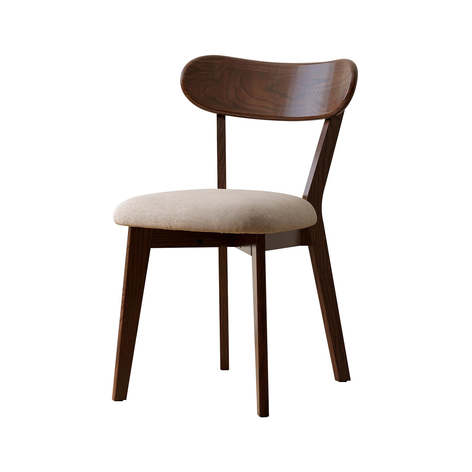 Photo 1 of **The photo and description are for reference only.***-*Vadisun 100% Solid Oak Dining Chairs, Mid Century Modern Dining Chair with Curved Backrest, Fabric Upholstered Dining Chairs for Kitchen, Study, Living Room (1, Walnut Wood-Gray Cushion)