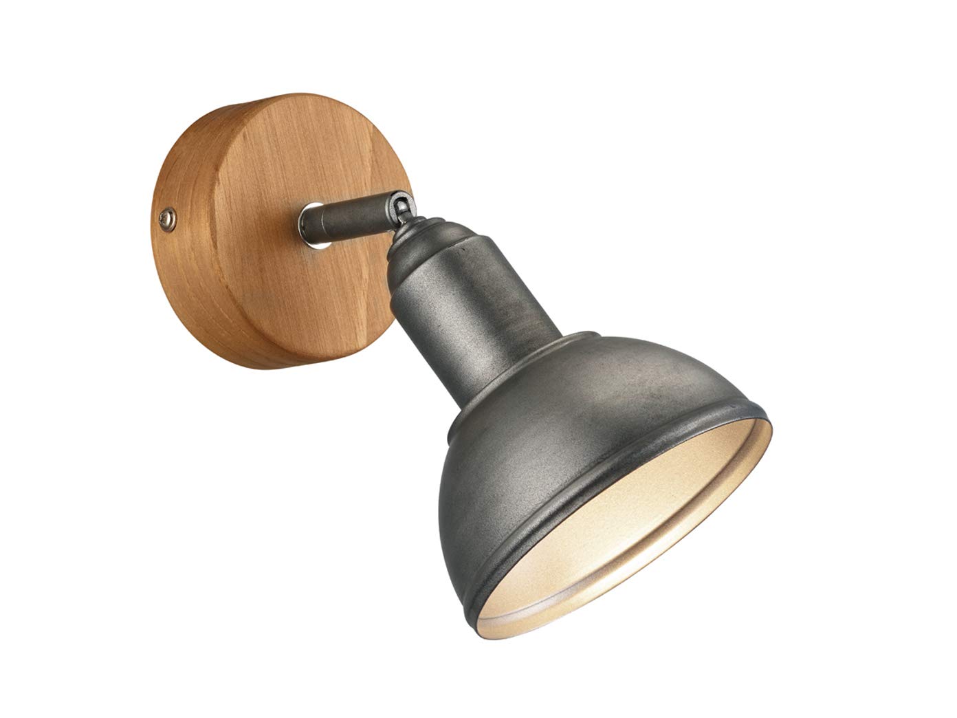 Trio Leuchten Delhi 803400167 Wall Light Metal Matt Nickel Antique Base Wood Excl. 1x E14