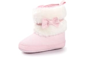 ESTAMICO Baby Girl Plush Winter Snow Bowknot Boots