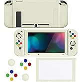 PlayVital ZealProtect Soft Protective Case for Nintendo Switch, Flexible Cover Protector for Switch with Tempered Glass Screen Protector & Thumb Grip Caps & ABXY Direction Button Caps - Antique Yellow