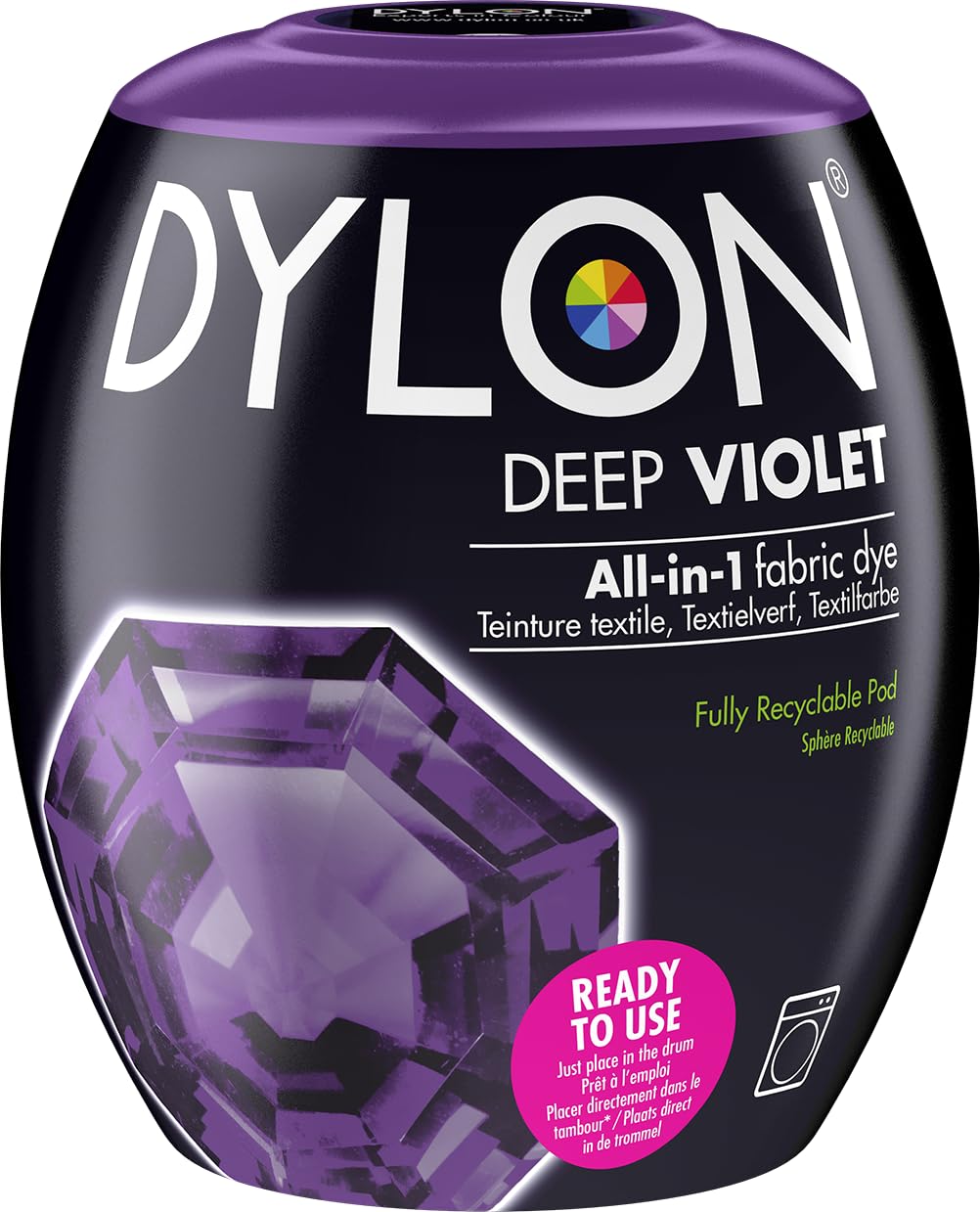 DYLON Washing Machine Fabric Dye Pod for Clothes & Soft Furnishings, 350g – Deep Violet