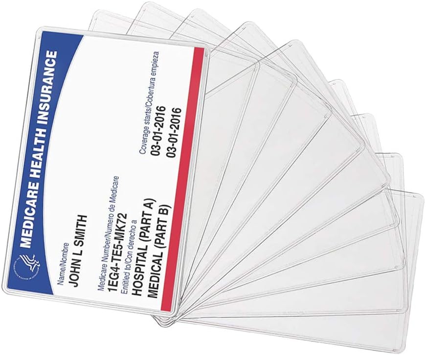 New Medicare Card Holder Protector Sleeve Clear 6 Mil （10