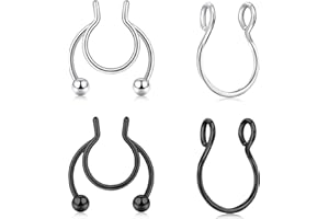 QWALIT Fake Septum Ring Fake Septum Piercing Faux Septum Nose Rings Fake Nose Ring Septum Fake Septum Nose Ring Clip On Septum Nose Ring Faux Septum Piercing Fake Septum Hoop Fake Septum Jewelry