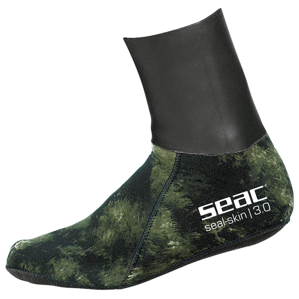 SEAC Skin Thermal Socks for diving and Underwater Fishing in Neoprene Camouflage 3mm Unisex - Adult, unisex_adult, 0210090068055A, Green Camo, M