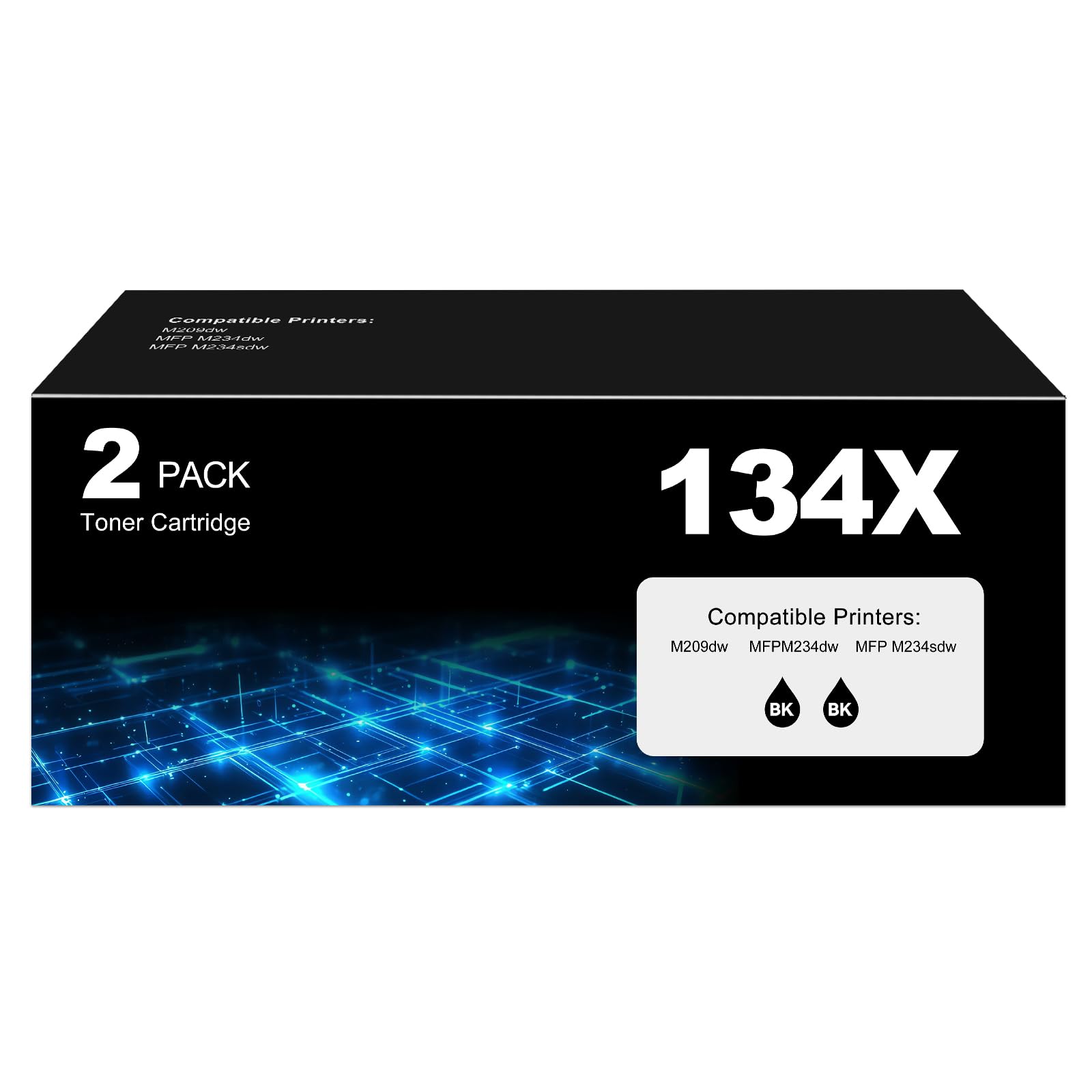 Photo 1 of 134X Black Toner Cartridge Laser Jet MFP M234dw Black Toner Compatible for HP 134X 134A Toner Cartridge for HP134X HP134A W1340X for Laser Jet M209dw MFP M234sdw Toner Ink 2 Pack (with Chip)