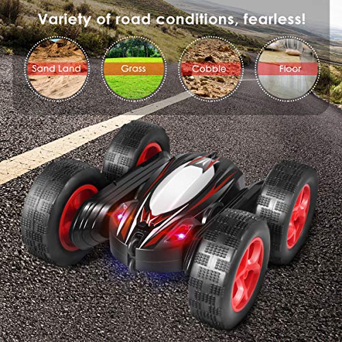 Fane Remote Control Car RC Stunt Car, 4WD Monster Truck Double Sided Rotating Tumbling - 2.4GHz High Speed Rock Crawler Rechargeable Vehicle Toy with Headlights - Thumbnail 4