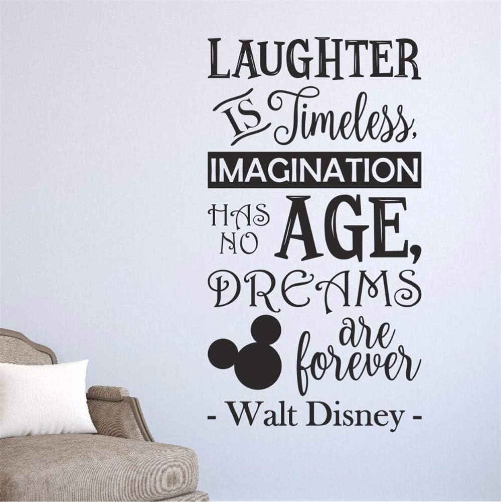 Amazon Com Laughter Is Timeless Imagination Has No Age Dreams Are Forever Tinkerbell Wall Decal Sticker Art Mural Home Decor Quote Lettering Walt Disney Quote Nursery Cartoo Vinyl Sticker Home Kitchen