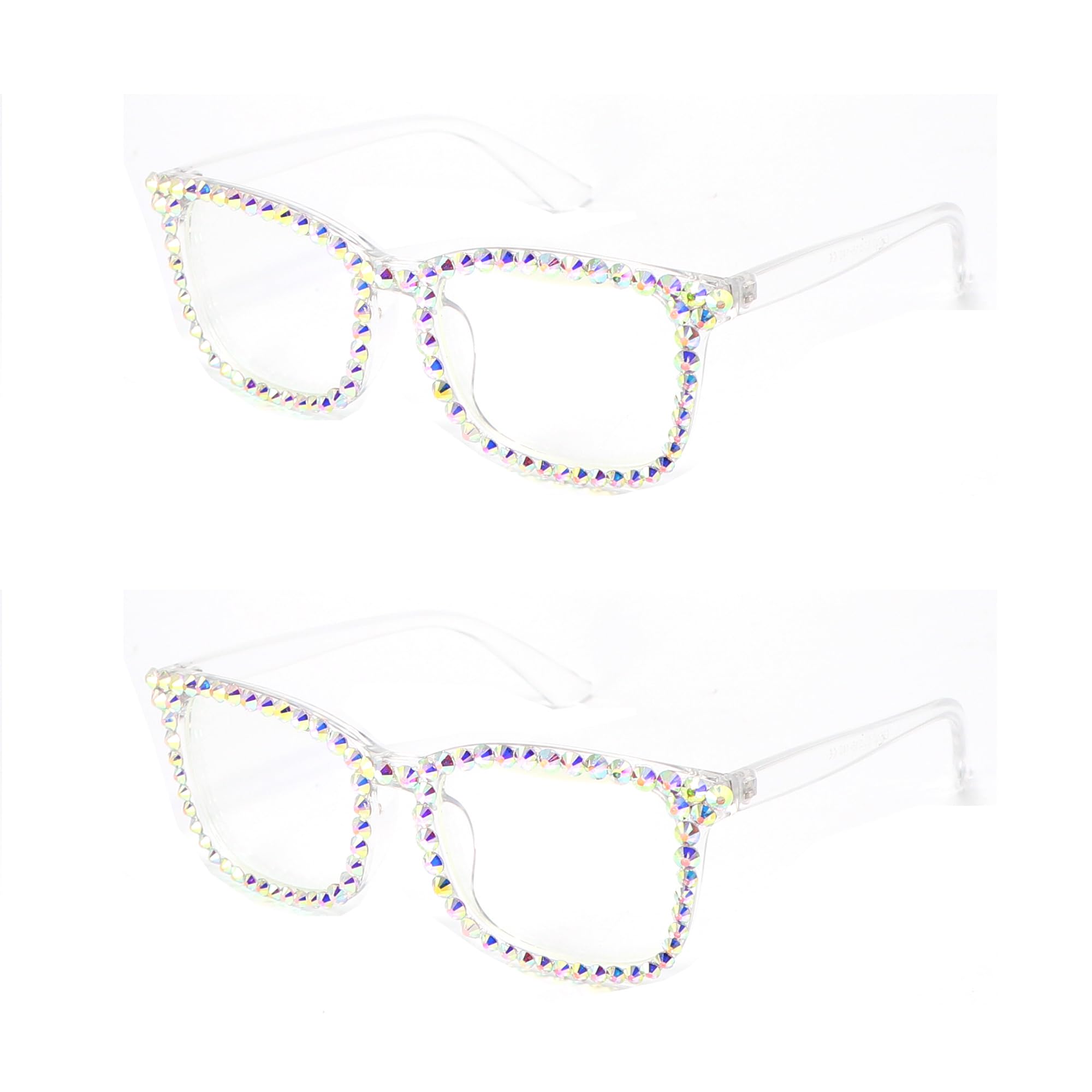 Photo 1 of FUPRECIOUS Square Rhinestone Reading Glasses For Women Blue Light Blocking Computer Readers Glasses ((2 Pack) transparent, 1.5, x)