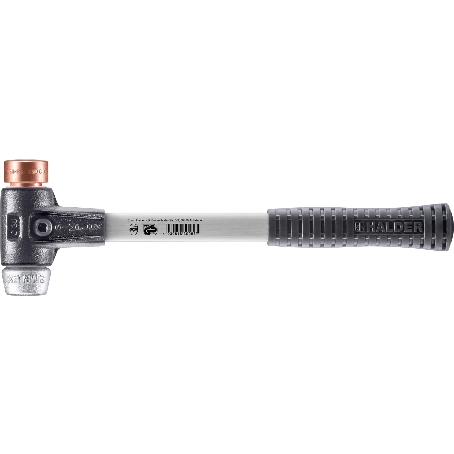 Halder 3749030 Copper/Soft Metal Mallet with Fibre-Glass Handle, Multi-Colour, 30 mm