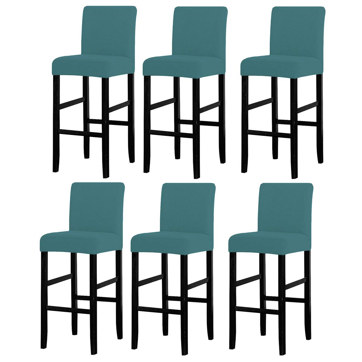 LANSHENG Bar Stool Covers, Chair Covers Stretch Bar Stool Chair Covers Bar Stool Slipcovers, for Breakfast Cafe Counter High stool Cover Teal,6 Pcs