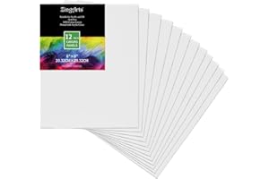 Zingarts Canvases for Painting 8x8Inch 12-Pack,100% Cotton Primed Painting Canvas Panels, Canvas Boards is for Professionals,Students & Kids, for Acrylic Paint, Oil Paint, Watercolor, Gouache