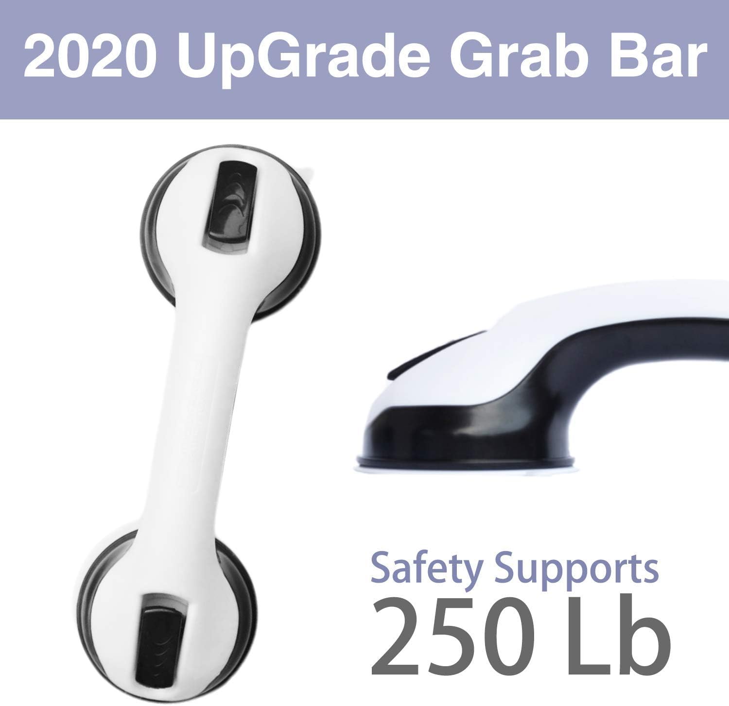 12" Suction Grab Bars 2 Pack, Shower Handles for Handicap, Elderly, Disable, Senior, Bathroom Balance Bar Safety Hand Rail Support for Tub, Showers, Bathtubs, Walls, 4" Cup: Health & Personal Care
