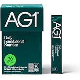 AG1 Multivitamin for Men & Women, Greens Powder Supplement, Probiotic, Gluten Free, Vegan, Keto | 75 Vitamins | Improve Gut Health | (Athletic Greens) Travel Packs 30ct, No Shaker, Classic Formula