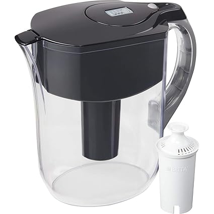 Brita Large 10 Cup Water Filter Pitcher With 1 Standard Filter Bpa Free Grand Black Renewed
