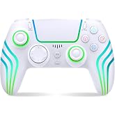 JYELUK Wireless Controller for PS5 with RGB Lighting, White | Compatible with PS5 Controller/Windows PC,/Android/iOS