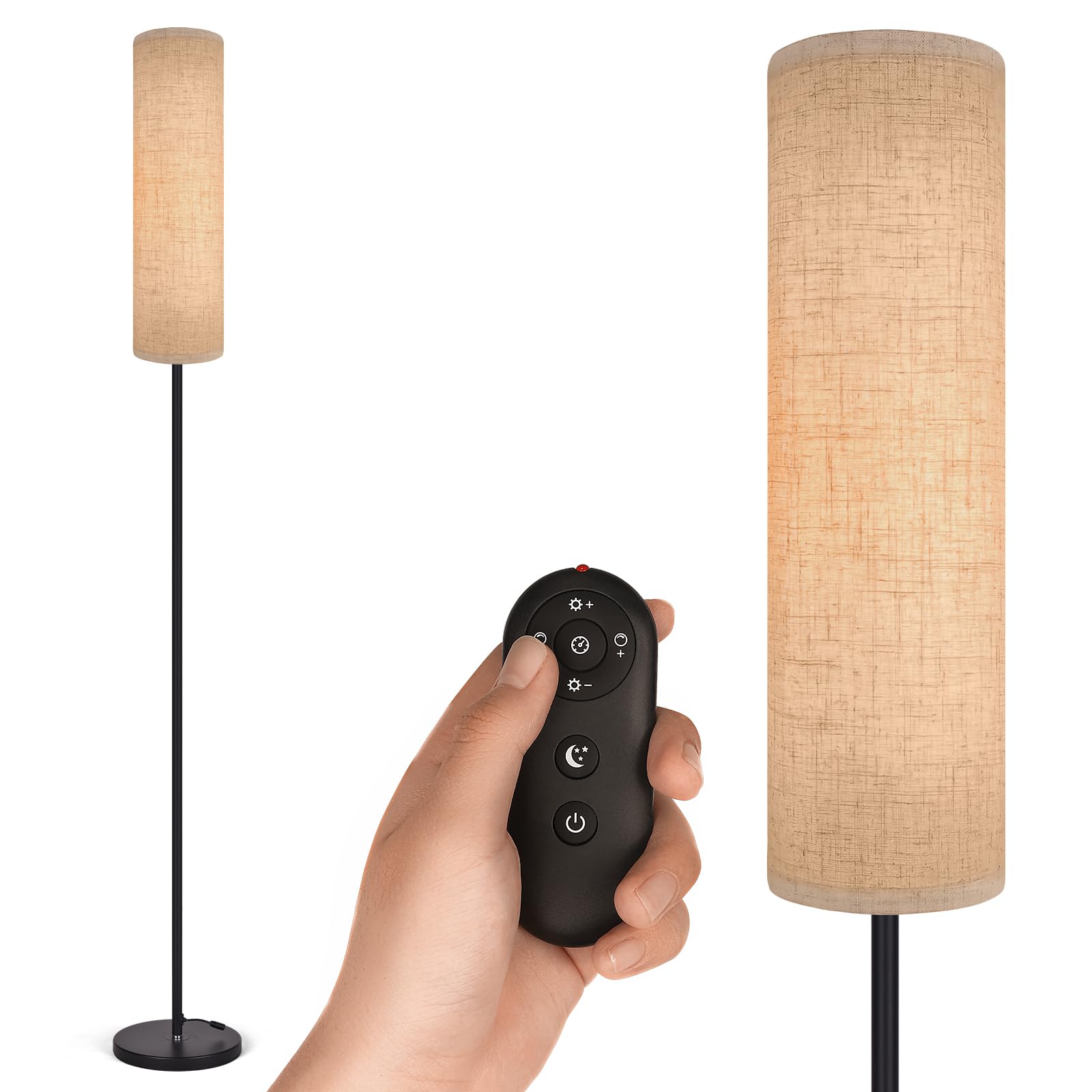 Photo 1 of *No remote *VOUTOORO Floor Lamp for Bedroom Living Room Office with Remote Control Modern Living Room LED 4 Color Temperature & Stepless Dimmer, Standing Elegant Lamp 3000k-7000k (Round-Pale Yellow)