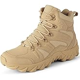 CYSKSN Men's Military Tactical Boots Combat Boots 6 Inches Lightweight Work Army Side Zipper Motorcycle Boot