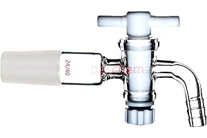 Deschem 24/40,Glass Vacuum Adapter,Bent Hose Connection,Lab PTFE Stopcock Valve