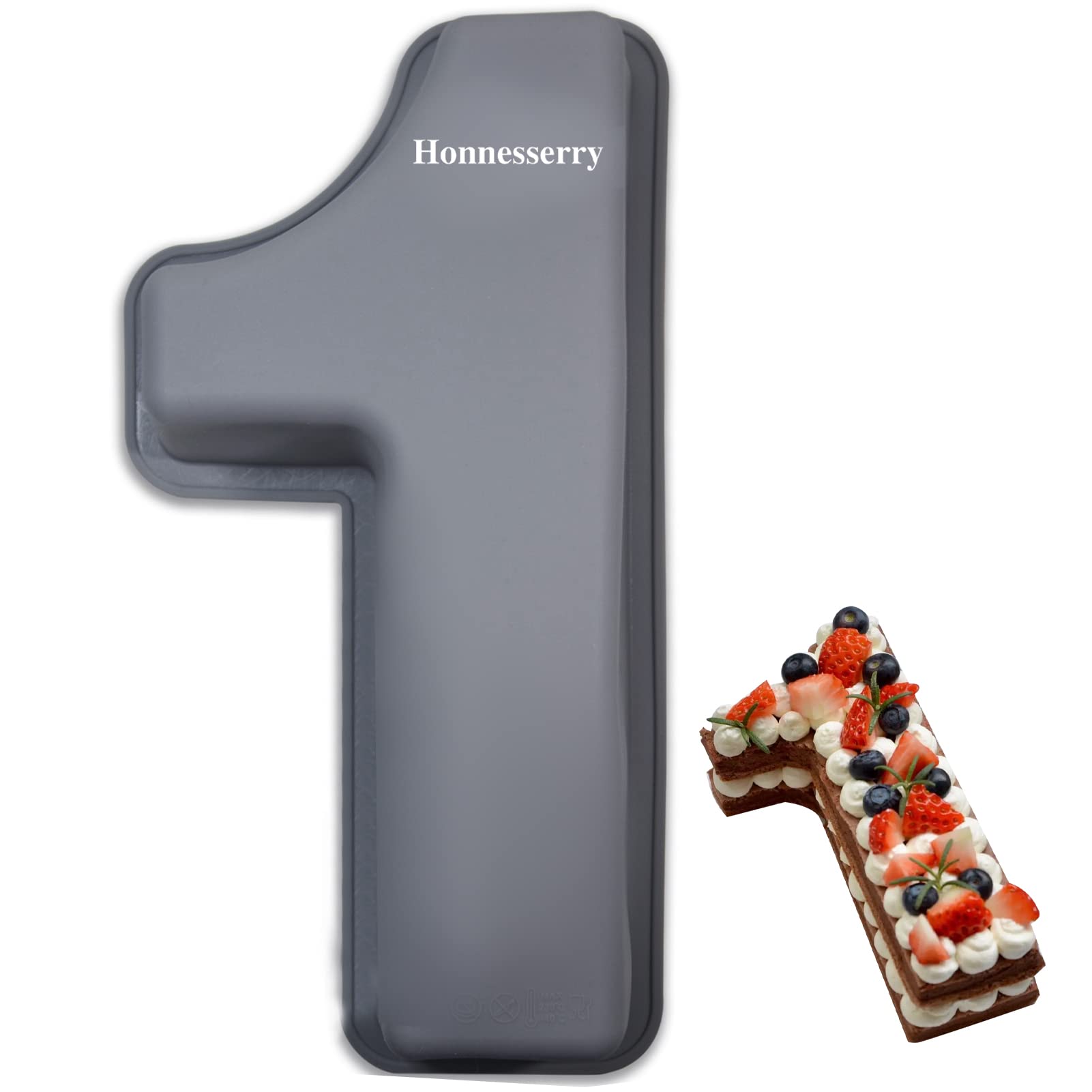 Honnesserry Number 1 Cake Tins, Non-Stick Silicone Number Baking Tins, Large Cake Moulds, Cake Pan for Birthday and Wedding Anniversary, BPA Free